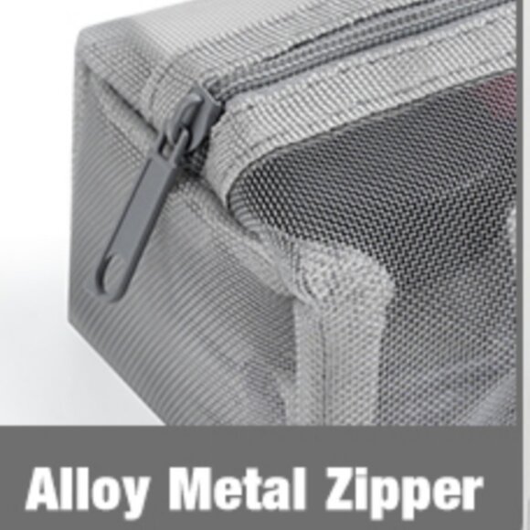 Zippered Square Mesh Cosmetic Bag or Coin Purse, 2 pcs  | 1 Black, 1 Grey - Picture 7 of 15